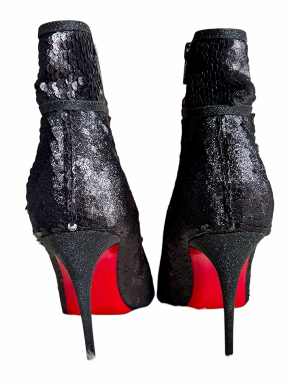 NWT Christian Louboutin Moulakate 100 Glitter Ankle Boots EU 37.5 US 7 Red Sole - Picture 6 of 10